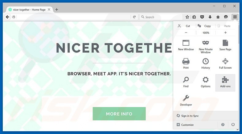 Eliminando los anuncios de Nicer Together de Mozilla Firefox paso 1