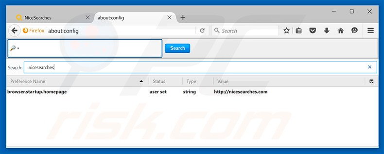 Eliminar nicesearches.com del motor de búsqueda por defecto de Mozilla Firefox
