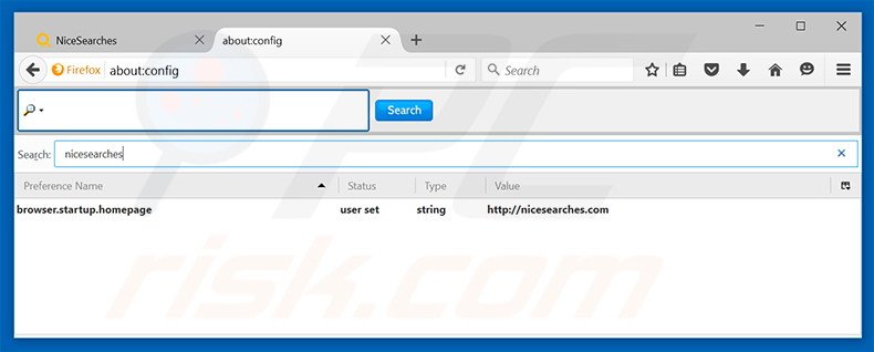 Eliminar nicesearches.com del motor de búsqueda por defecto de Mozilla Firefox