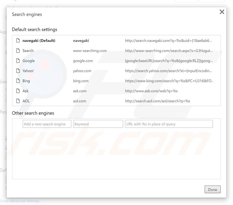 Eliminando nav.brotstation.com del motor de búsqueda por defecto de Google Chrome