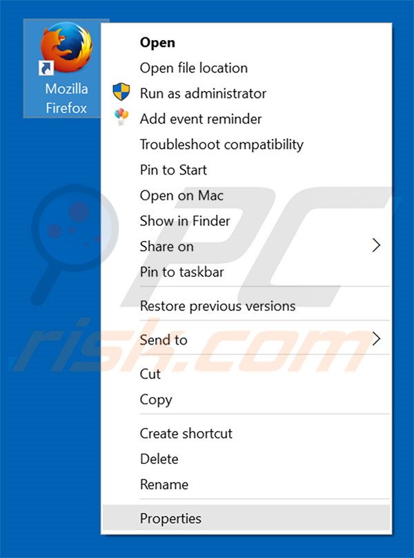 Eliminar nav.brotstation.com del destino del acceso directo de Mozilla Firefox paso 1