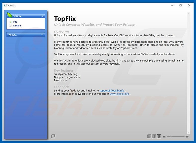 programa frauduleno TopFlix tipo adware