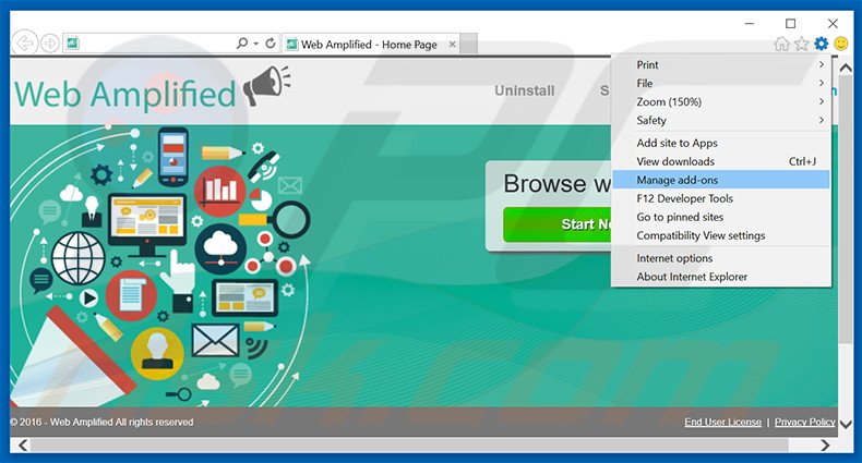 Eliminando los anuncios de Web Amplified de Internet Explorer paso 1