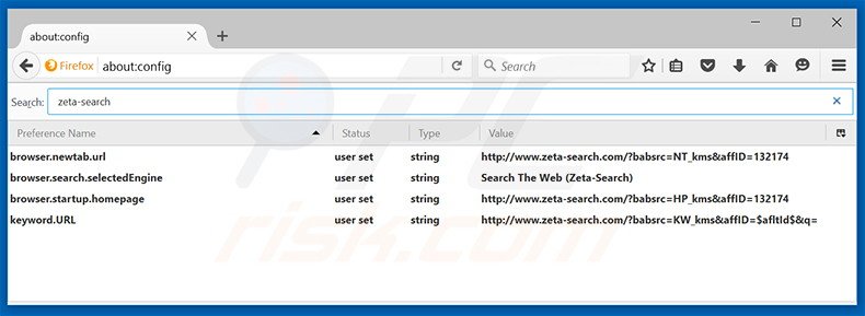Eliminar zeta-search.com del motor de búsqueda por defecto de Mozilla Firefox