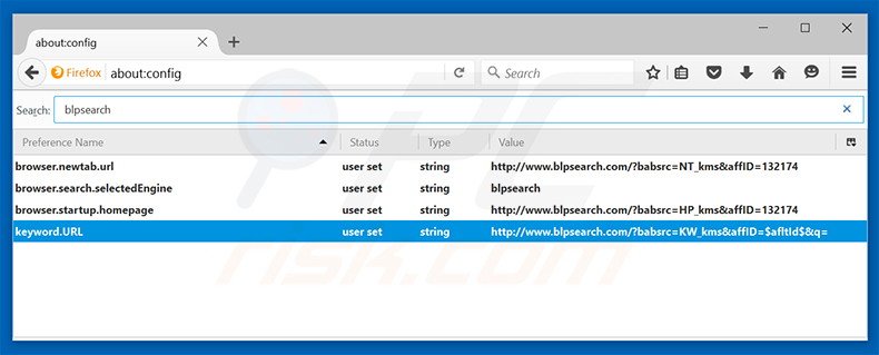 Eliminar blpsearch.com del motor de búsqueda por defecto de Mozilla Firefox
