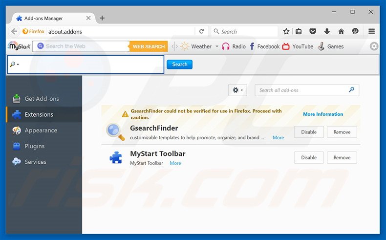 Eliminando dozensearch.com de las extensiones de Mozilla Firefox