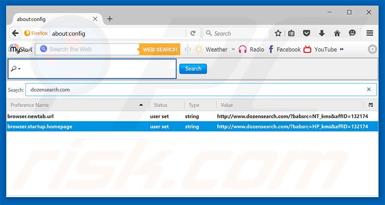 Eliminar dozensearch.com del motor de búsqueda por defecto de Mozilla Firefox