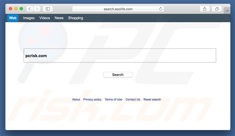secuestrador de navegadores search.epolife.com en un sistema Mac
