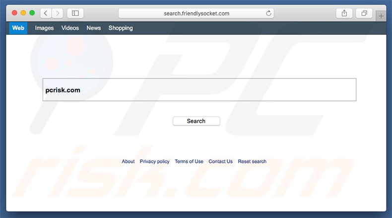 Secuestrador de navegador search.friendlysocket.com en una computadora Mac