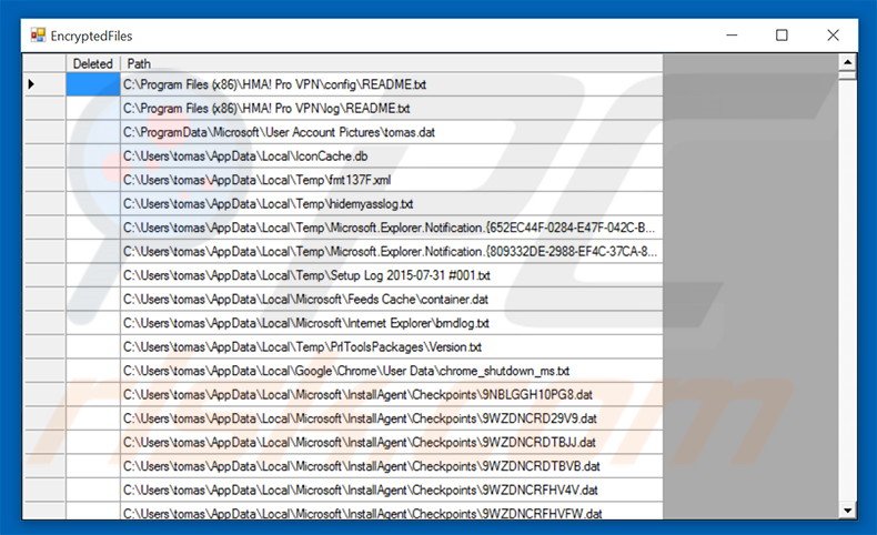 lista de archivos encriptados por .Fun