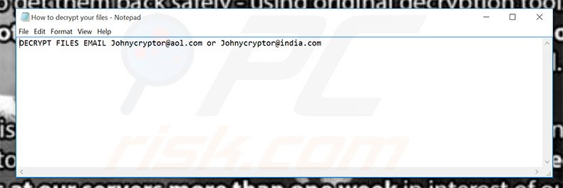 archivo de texto JohnyCryptor