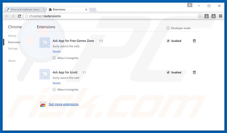 Eliminando los anuncios Social2Search de Google Chrome paso 2