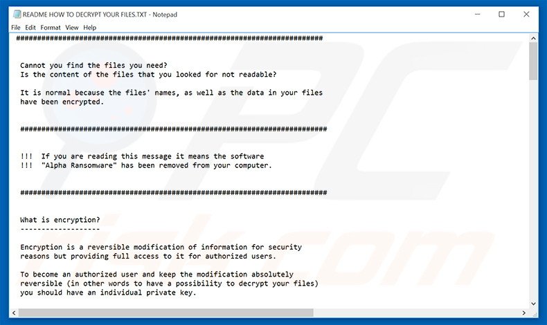 instrucciones desencriptación Alpha