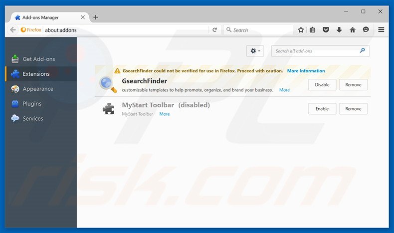 Eliminando amisites.com de las extensiones de Mozilla Firefox