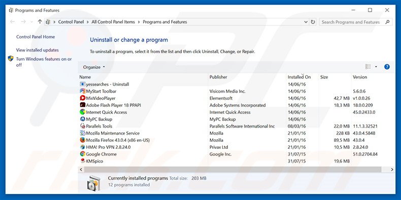 desinstalar el secuestrador de navegadores attirerpage.com desde el Panel de control