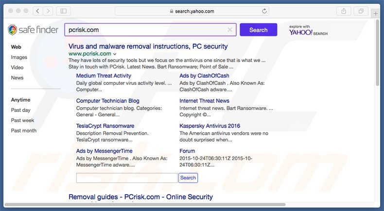 Search.cubokit.com ocasiona redireccionamientos no deseados a safefinder.com