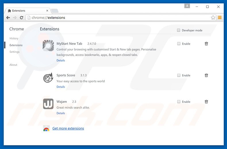 Eliminando las extensiones relacionadas con gogletab.com de Google Chrome
