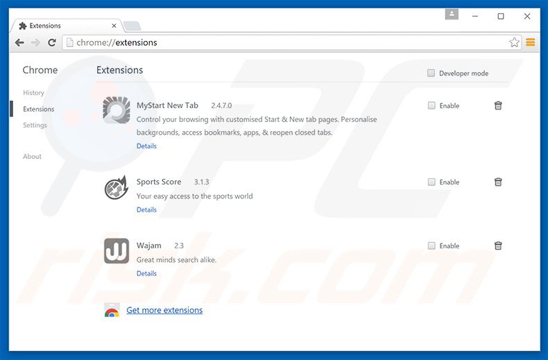 Eliminando las extensiones relacionadas con gogletab.com de Google Chrome