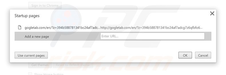 Eliminando gogletab.com de la página de inicio de Google Chrome