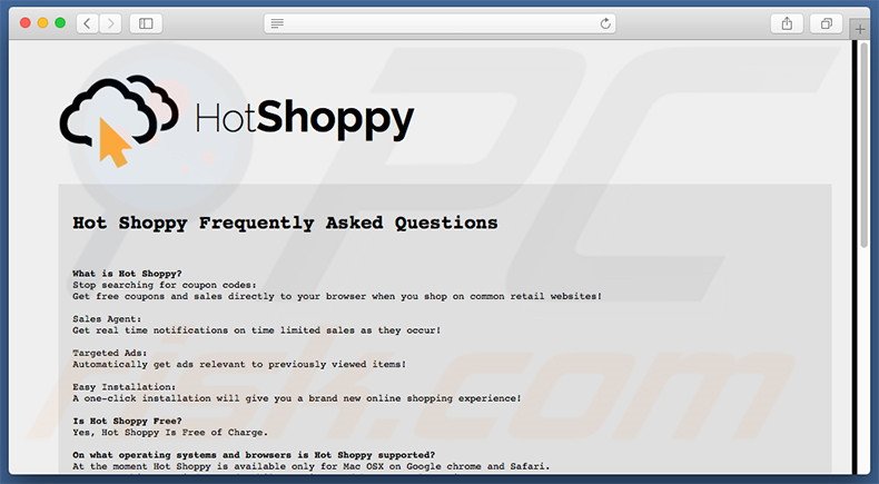 página de preguntas frecuentes en HotShoppy