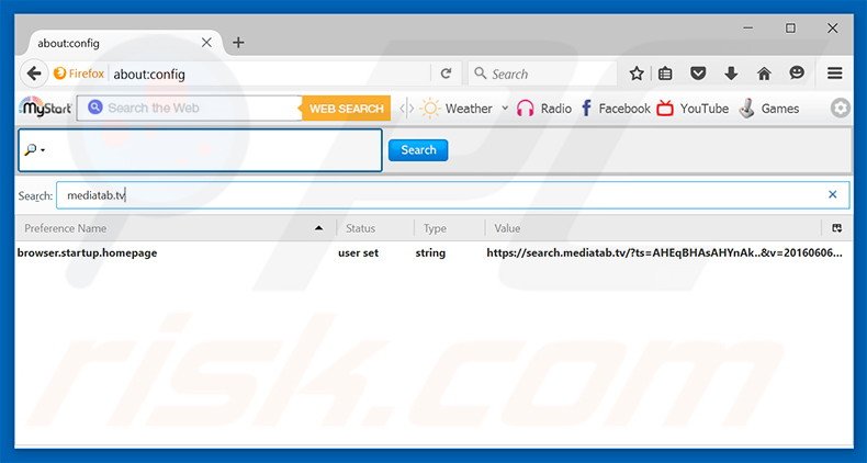 Eliminar search.mediatab.tv del motor de búsqueda por defecto de Mozilla Firefox