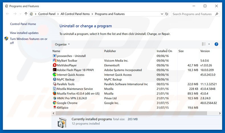 desinstalar el secuestrador de navegadores search.mediatab.tv desde el Panel de control