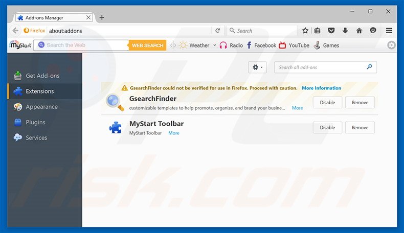 Eliminando navsmart.info de las extensiones de Mozilla Firefox