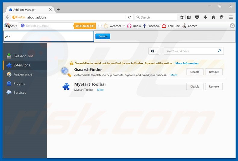 Eliminando nuesearch.com de las extensiones de Mozilla Firefox