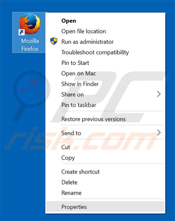 Eliminar nuesearch.com del destino del acceso directo de Mozilla Firefox paso 1