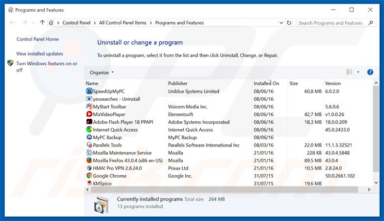 desinstalar el secuestrador de navegadores nuesearch.com desde el Panel de control