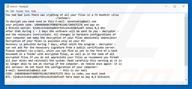 Eliminar el virus archivo de texto del virus encriptador 