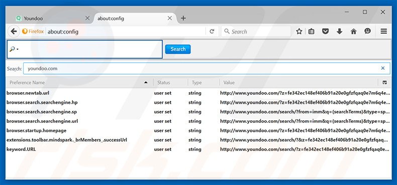 Eliminar youndoo.com del motor de búsqueda por defecto de Mozilla Firefox