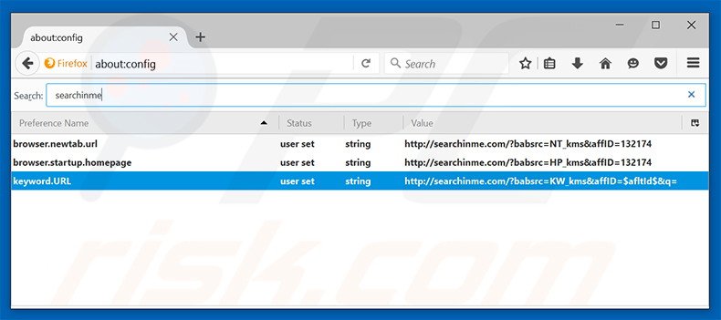 Eliminar searchinme.com del motor de búsqueda por defecto de Mozilla Firefox