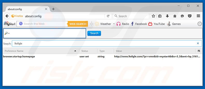 Eliminar 9o0gle.com del motor de búsqueda por defecto de Mozilla Firefox