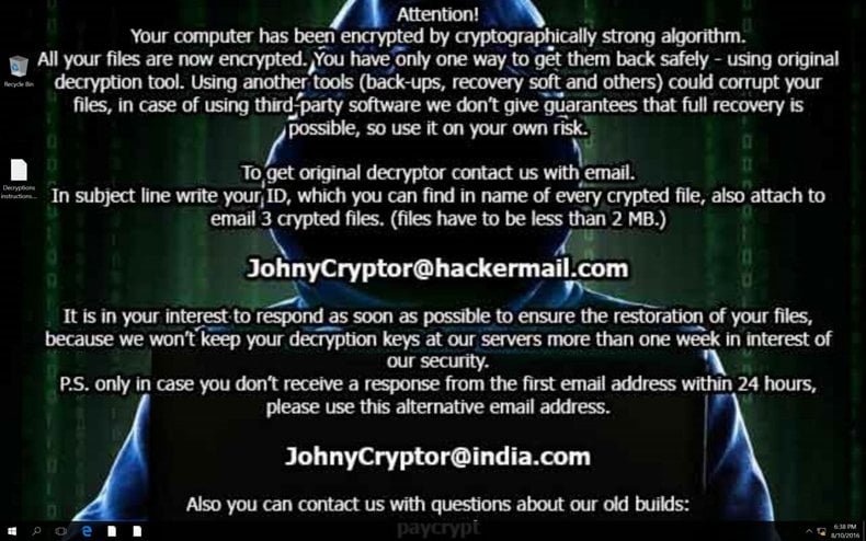 fondo de escritorio actualizado del virus encriptador JohnyCryptor