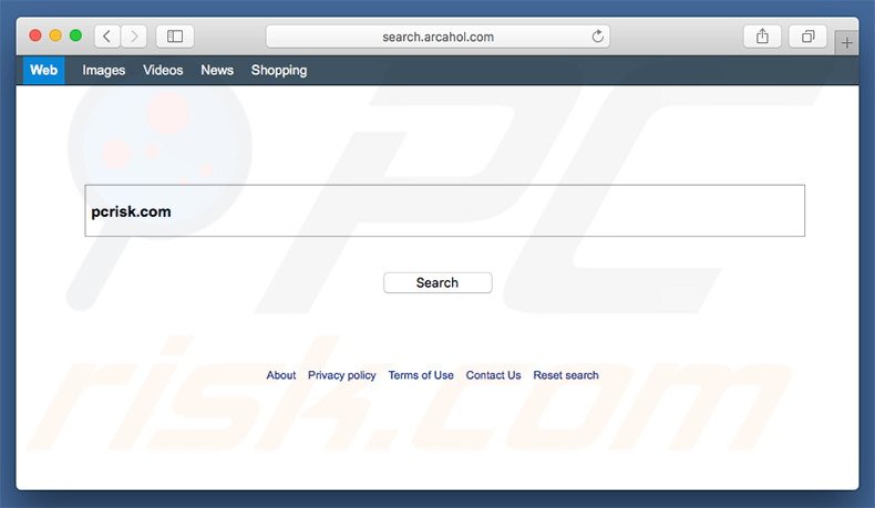 secuestrador de navegadores search.arcahol.com en un equipo de Mac