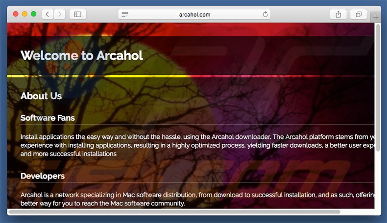 Sitio web dudoso usado para promocionar search.arcahol.com