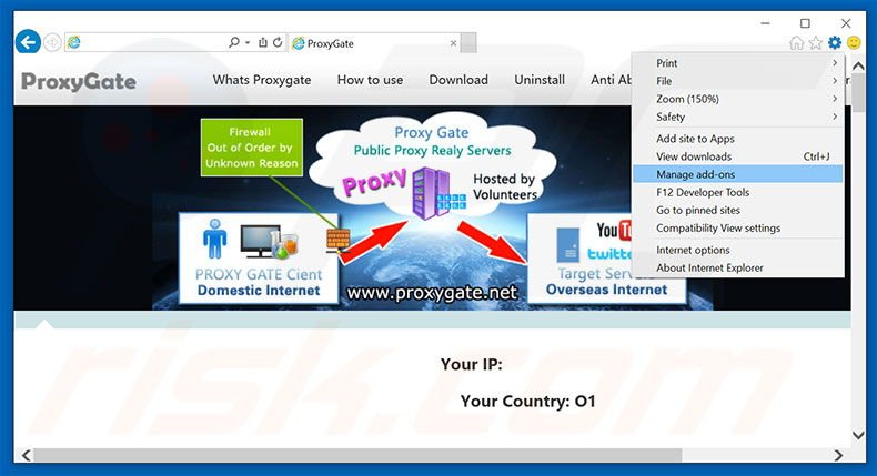 Eliminando los anuncios de ProxyGate de Internet Explorer paso 1