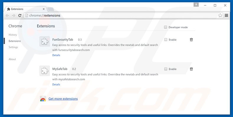 Eliminando las extensiones relacionadas con safesurfs.net de Google Chrome