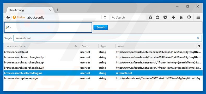 Eliminar safesurfs.net del motor de búsqueda por defecto de Mozilla Firefox