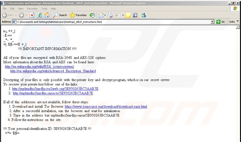 archivo html del virus encriptador Zepto