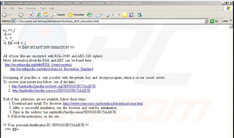 archivo html del virus encriptador Zepto