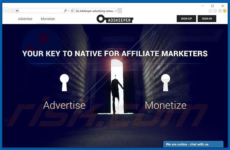sitio web de promoción para AdsKeeper