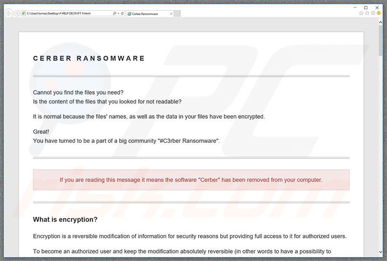 archivo html del virus encriptador Cerber3