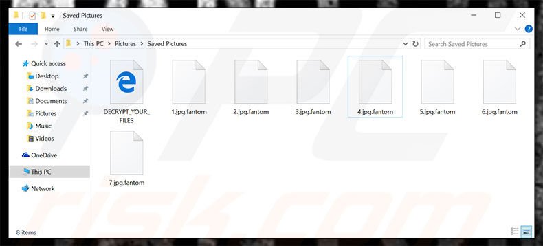 Archivos cifrados por el virus encriptador Fantom