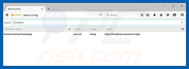 Eliminar footybase.com del motor de búsqueda por defecto de Mozilla Firefox