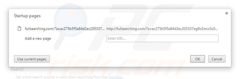 Removing fullsearching.com from Google Chrome homepage