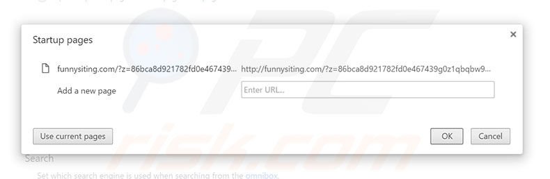 Eliminando funnysiting.com de la página de inicio de Google Chrome