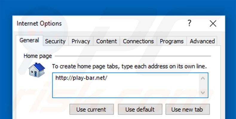 Eliminando play-bar.net de la página de inicio de Internet Explorer