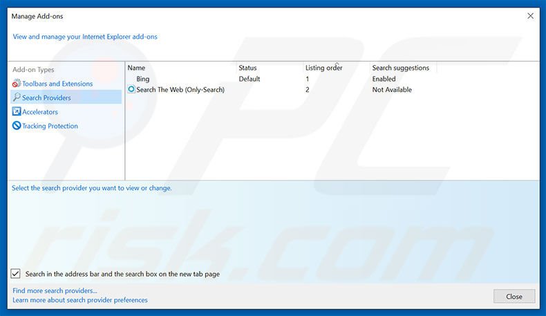 Eliminando tavanero.info del motor de búsqueda por defecto de Internet Explorer